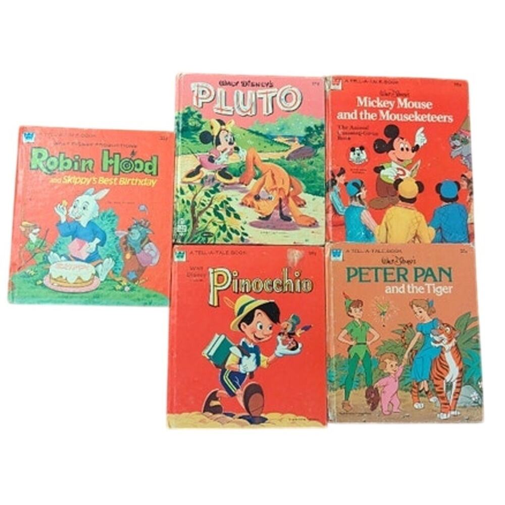 Vtg Disney Children's Books-Mickey, Pluto. Peter Pan, Pinocchio, Robin Hood